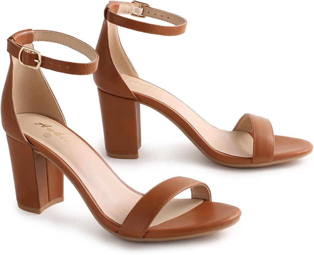 Ankis Damen-Sandalen mit offenem Zehenbereich, Knöchelriemen und 7 cm Blockabsatz