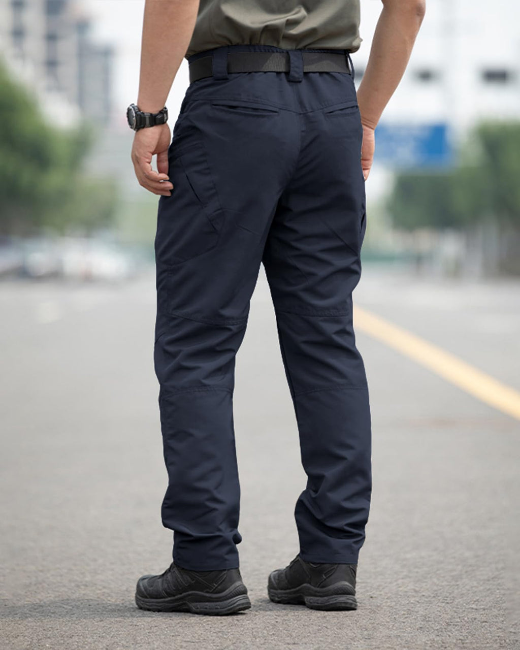 Men's Stretch Tactical Pants Waterproof Ripstop Fabric Cargo Pants Lightweight Casual Hiking Outdoor Work Pants (No Belt)