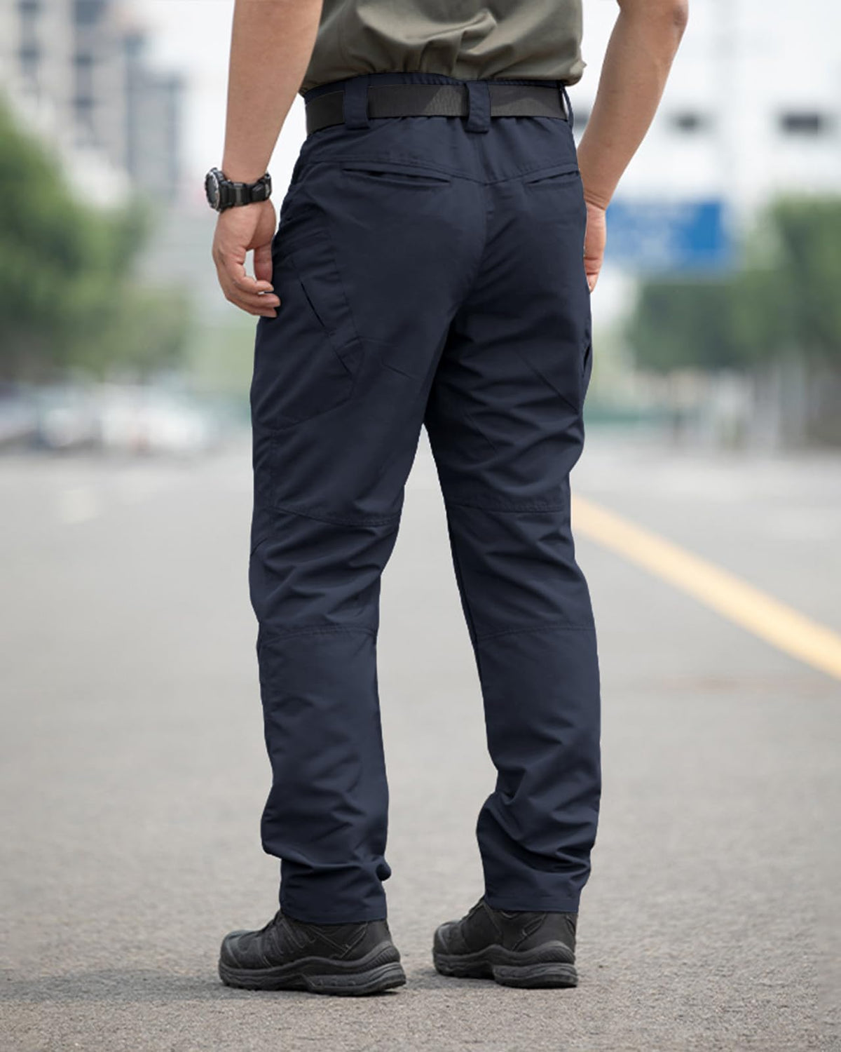 Men's Stretch Tactical Pants Waterproof Ripstop Fabric Cargo Pants Lightweight Casual Hiking Outdoor Work Pants (No Belt)