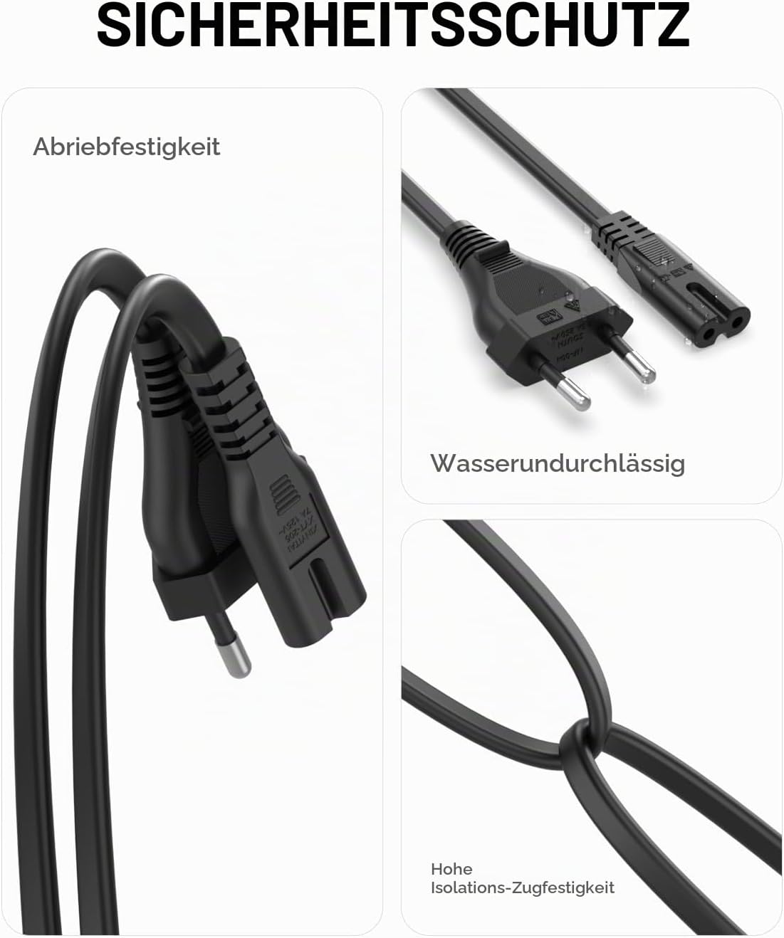 Superer 2M Netzkabel Stromkabel Passend für PS5 PS4 Xbox TV Fernseher