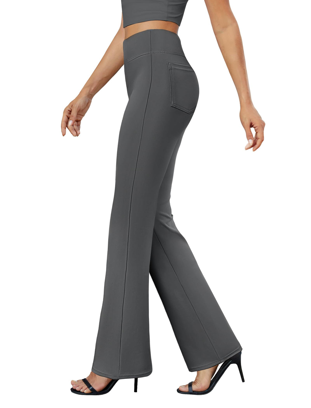 DLOODA Damen Bootcut-Hosen Business-Casual Arbeitshose mit Taschen