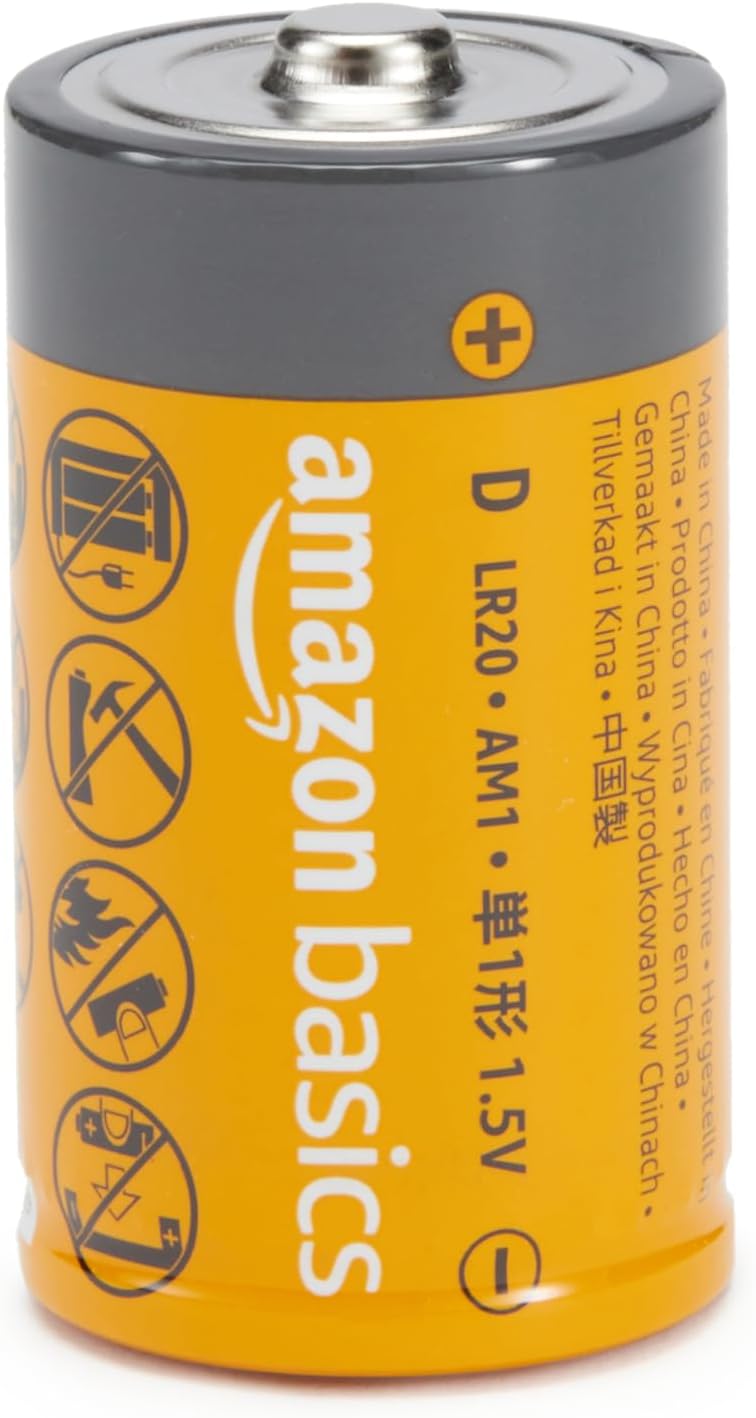 Amazon Basics Alkali-Batterien vom Typ D (Monozellen), 1,5 V, 5 Jahre lagerfähig, 12 Stück