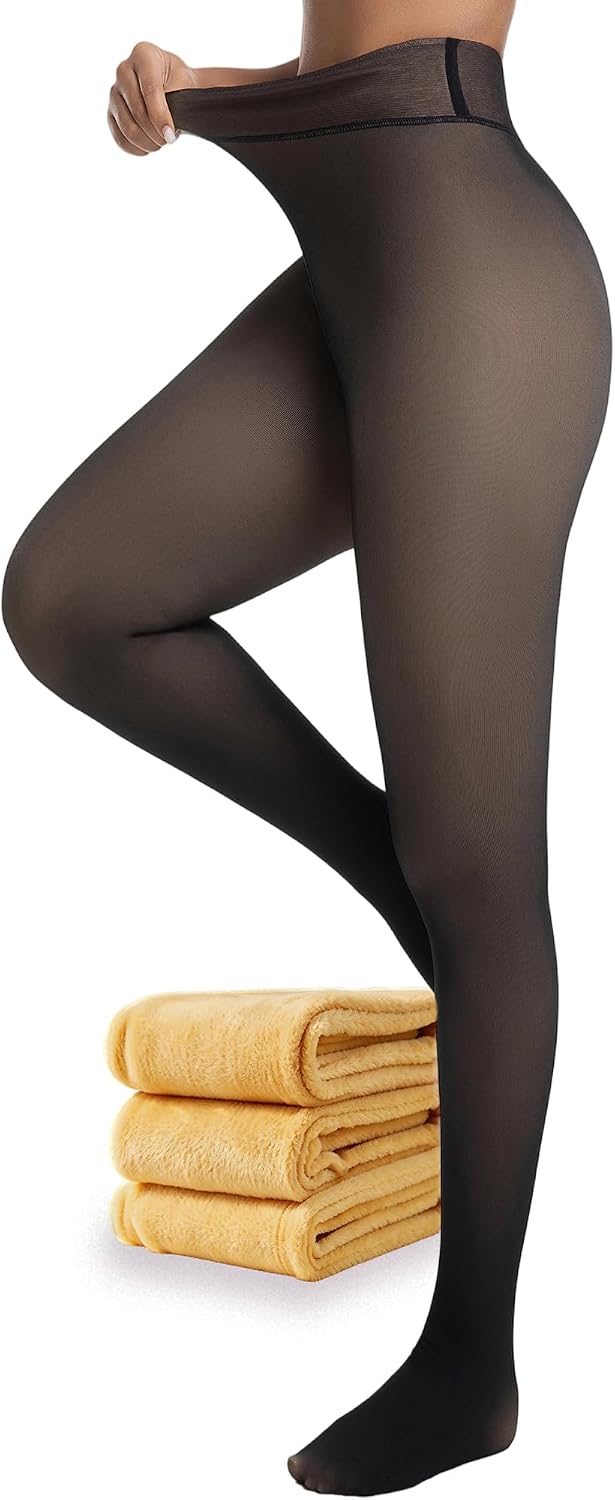 HOWIN Collant Polaire Femme Collant Thermique Effet Transparent Hiver