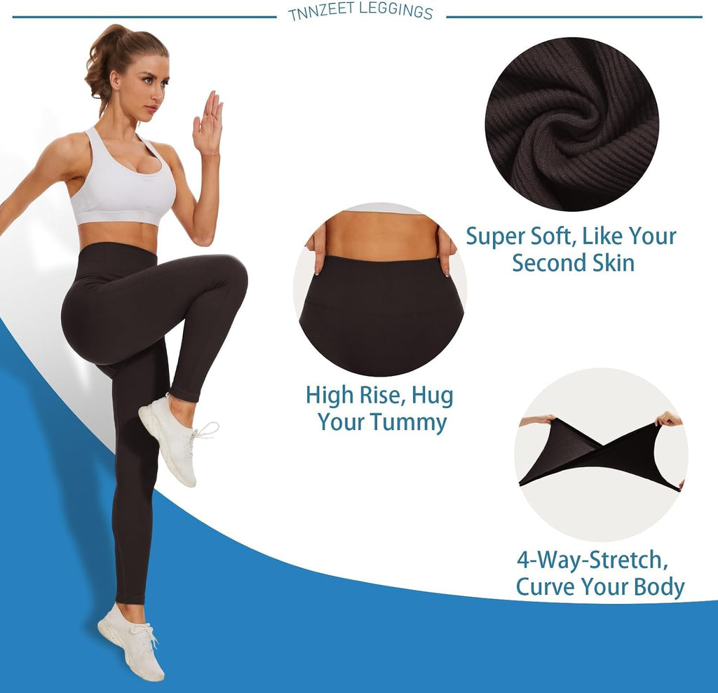 TNNZEET Damen High-Waist Leggings – Blickdichte Sport-Yogahose mit Bauch-weg-Effekt und Taschen, in Standard- & Übergrößen