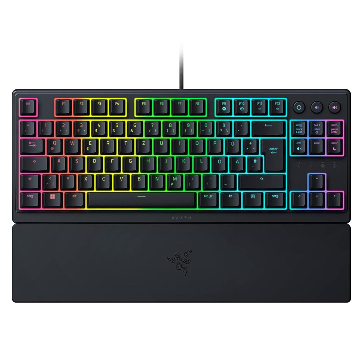 Razer Ornata V3 X - Flache Membran-Tastatur mit Chroma RGB (Lautlose Membran-Switches, Ergonomische Handballenauflage, Tastenkappen Anti-UV-Beschichtung) QWERTZ DE-Layout | Schwarz