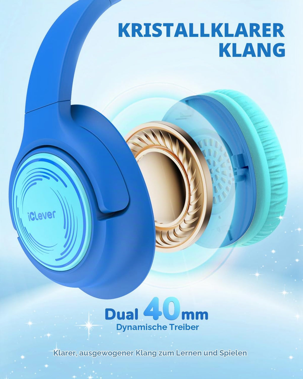 iClever HS26 Kopfhörer Kinder mit 3,5 mm Kabel für Schule/Tablet/Reisen