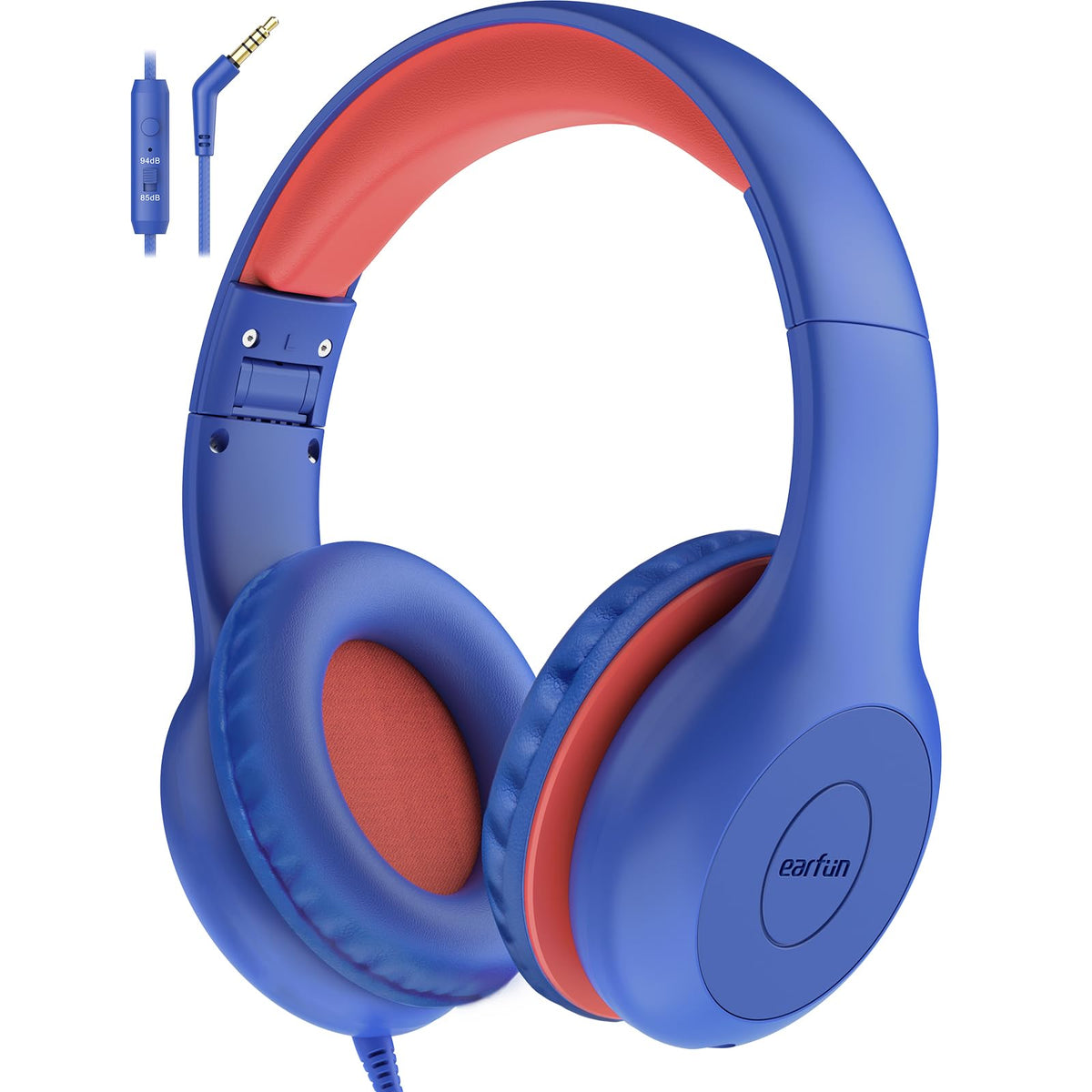 EarFun Kinder Kopfhörer mit 3,5 mm Kabel, Lautstärkebegrenzung, Blau-grün