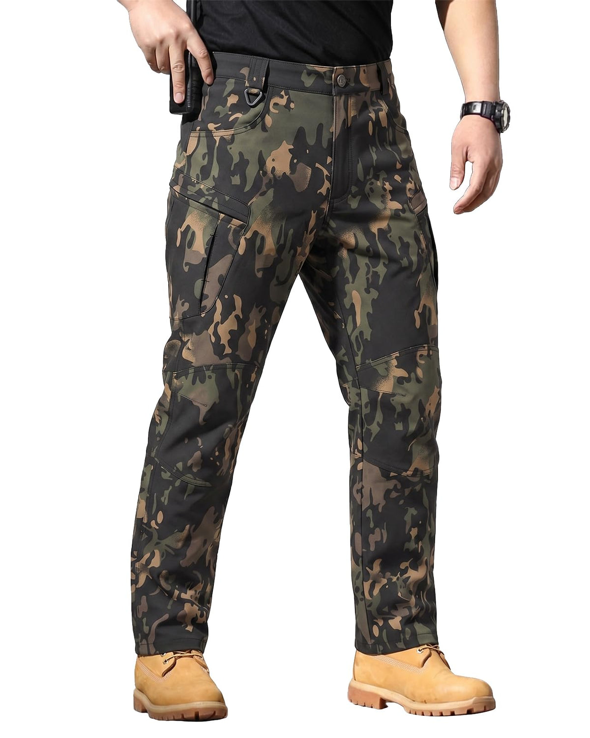 Herren Stretch-Taktikhose, wasserdicht, Ripstop-Gewebe, Cargohose, leicht, Freizeithose für Wandern, Outdoor und Arbeit (ohne Gürtel)