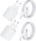 2 Pack 20W USB C Schnellladegerät PD 3.0 für iPhone & iPad + 2m USB-C Schnellladekabel –Handy Ladegerät& Ladekabel für 17 16 15/17 16 15 Pro/17 16 15 Pro Max, Adapter Stecker für iPad Pro/Air/Mini