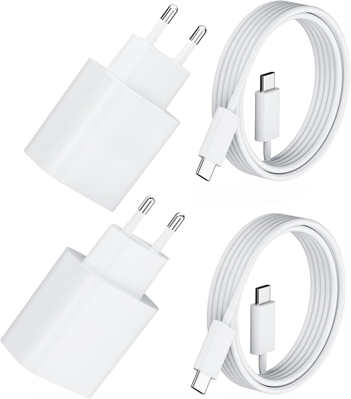 2 Pack 20W USB C Schnellladegerät PD 3.0 für iPhone & iPad + 2m USB-C Schnellladekabel –Handy Ladegerät& Ladekabel für 17 16 15/17 16 15 Pro/17 16 15 Pro Max, Adapter Stecker für iPad Pro/Air/Mini