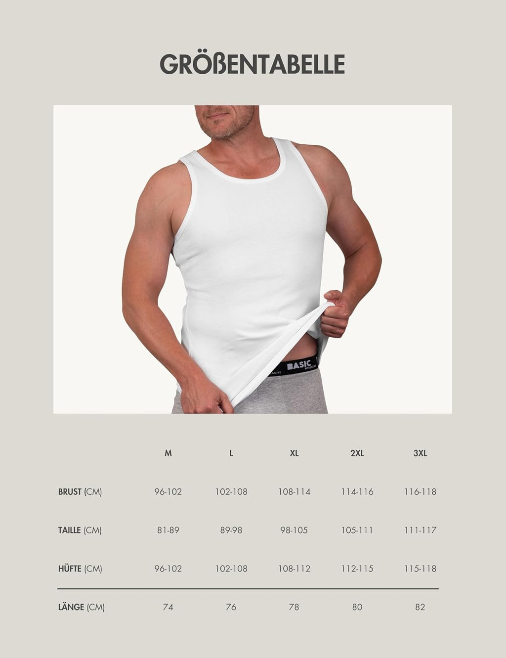 Basic Treasure 5er Pack Unterhemd Herren 100% Baumwolle, Tank Top