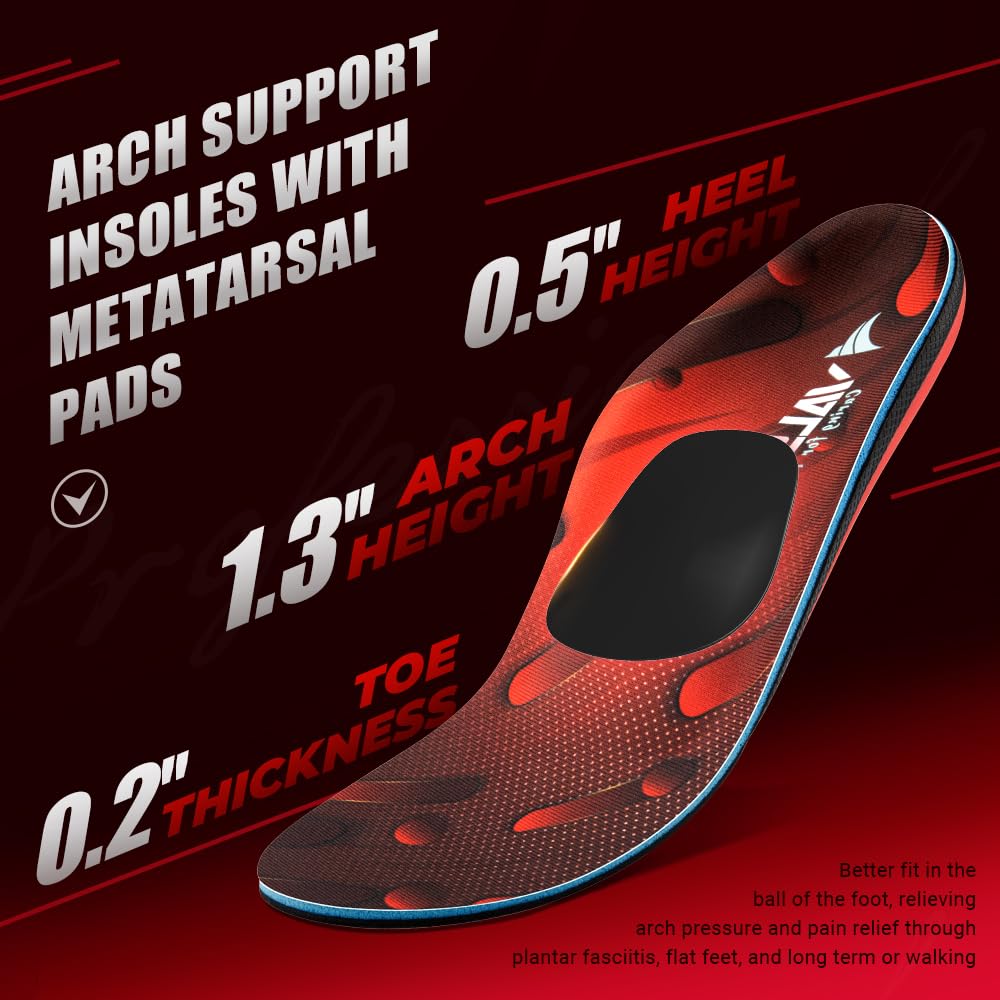 VALSOLE Orthopädische Einlegesohlen, Plantar Fasciitis Hohe Arch Support Schuheinlagen, Für Fersensporn,Plattfuß, Fußschmerz, Komfort Herren & Damen Einlegesohlen