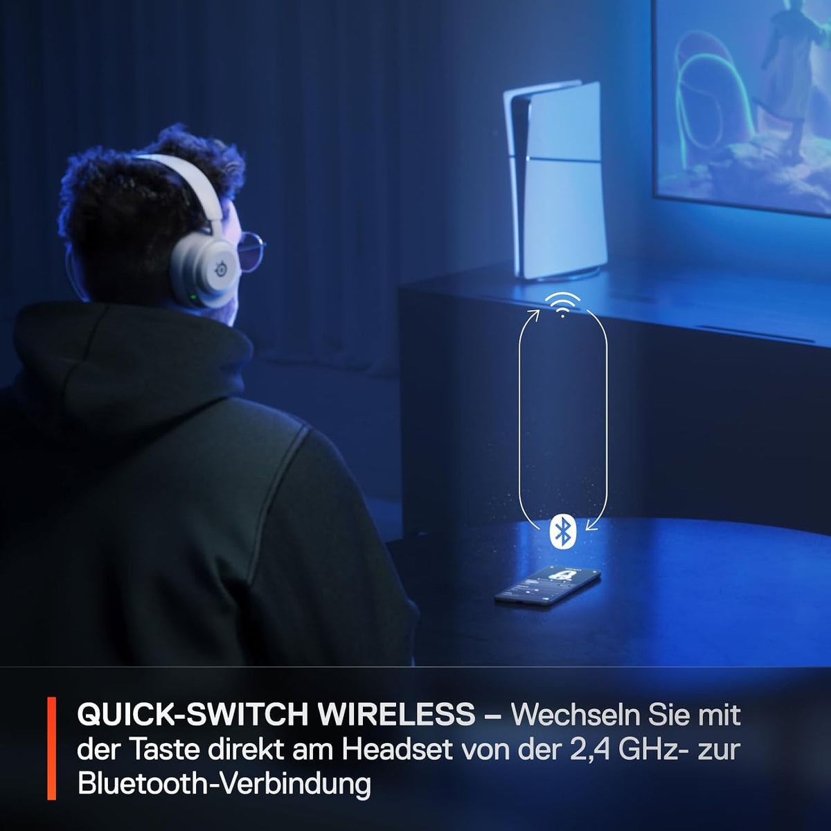 SteelSeries Arctis Nova 5 Wireless - Gaming Headset- Multi-System -PC,PS5 - Magnetische Neodym-Treiber -Über 100 Audio Presets - 60H Akkulaufzeit - 2,4 GHz oder BT-ClearCast Gen2.X-Mik -Weiß