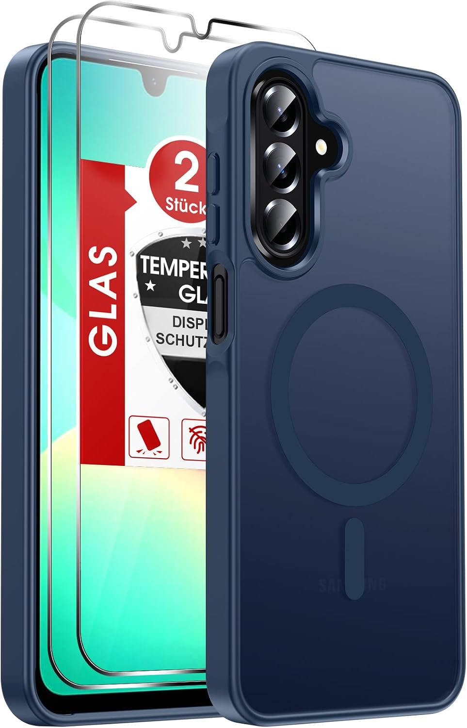 LeYi für Samsung Galaxy A06 4G Hülle für Magsafe mit 2X Panzerglas-Schwarz
