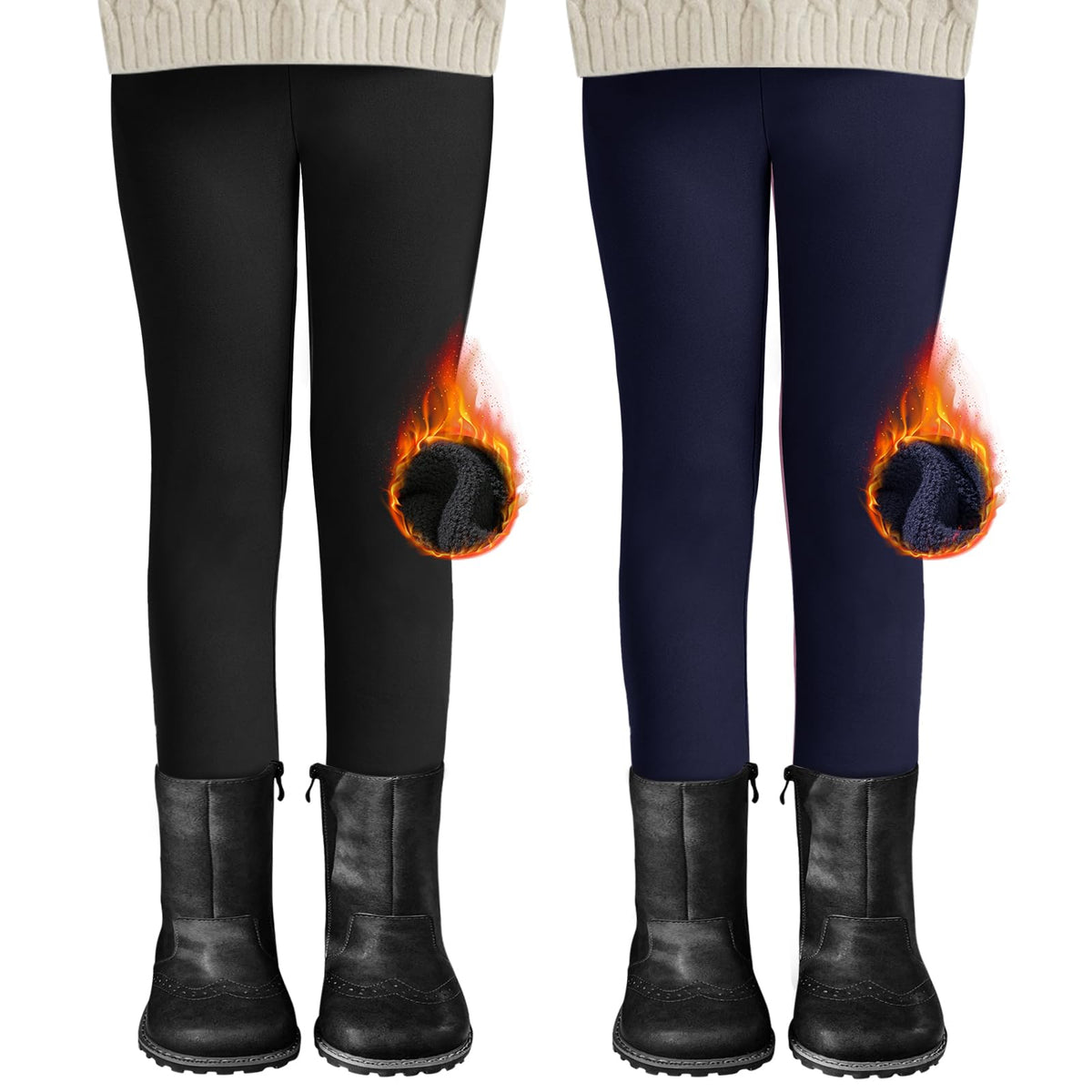 DDOBB 2er Pack Thermo Leggings Mädchen Mit Fleece High Waist