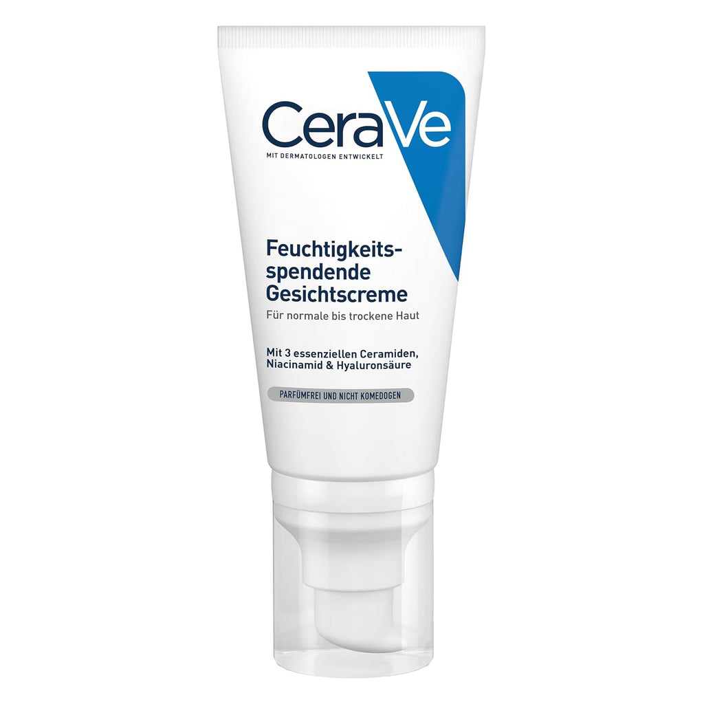 CeraVe Feuchtigkeitsspendende Gesichtscreme für normale bis trockene Haut, Ultraleichte Formel, Mit Hyaluron, Niacinamid und 3 essenziellen Ceramiden