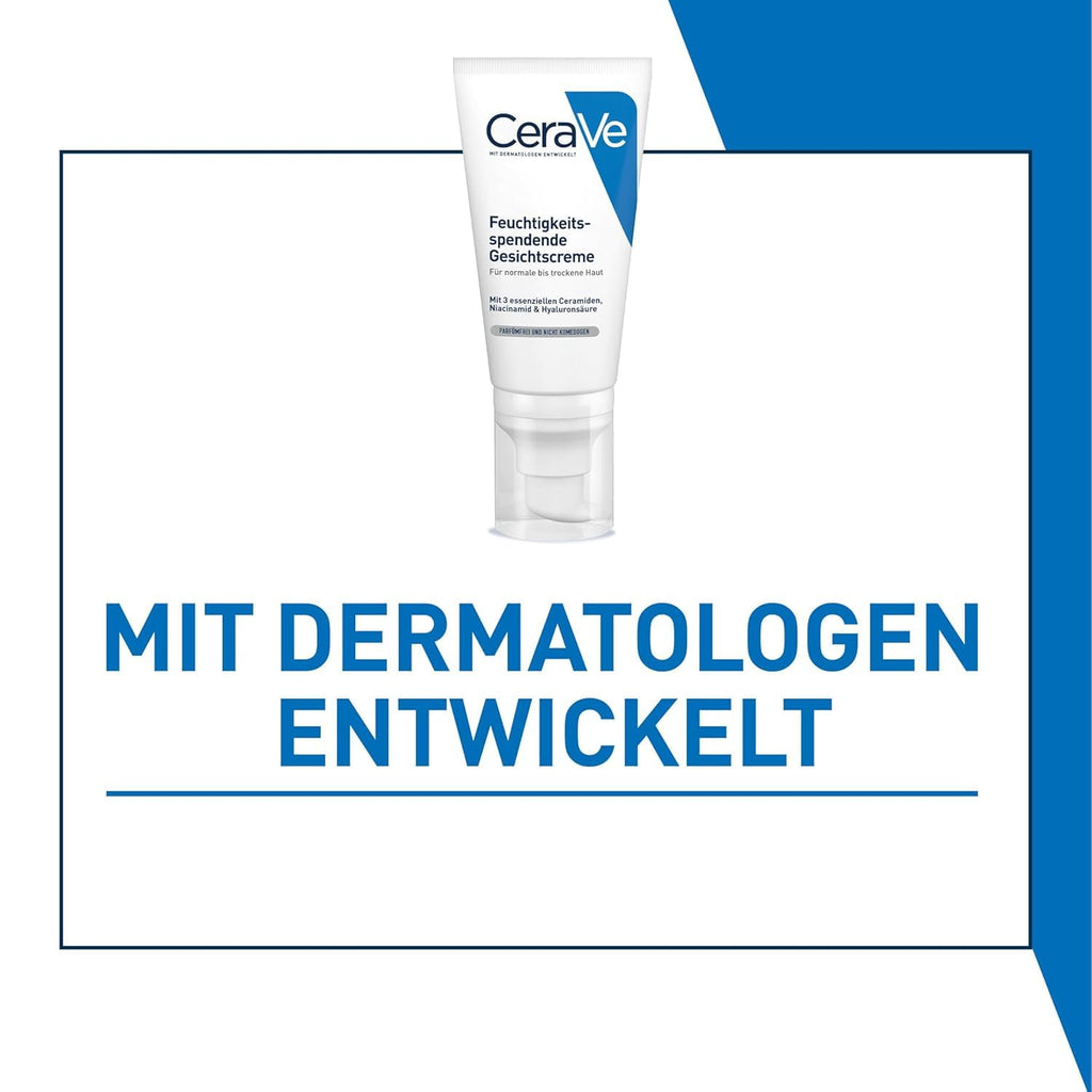 CeraVe Feuchtigkeitsspendende Gesichtscreme für normale bis trockene Haut, Ultraleichte Formel, Mit Hyaluron, Niacinamid und 3 essenziellen Ceramiden