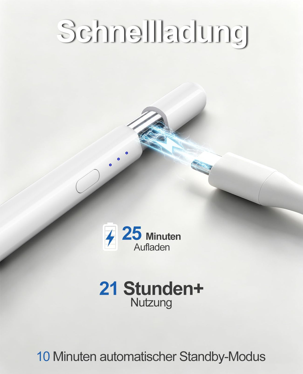 MEKO Stift für Apple iPad 2018–2026, Weiß, 35 Stunden Akkulaufzeit