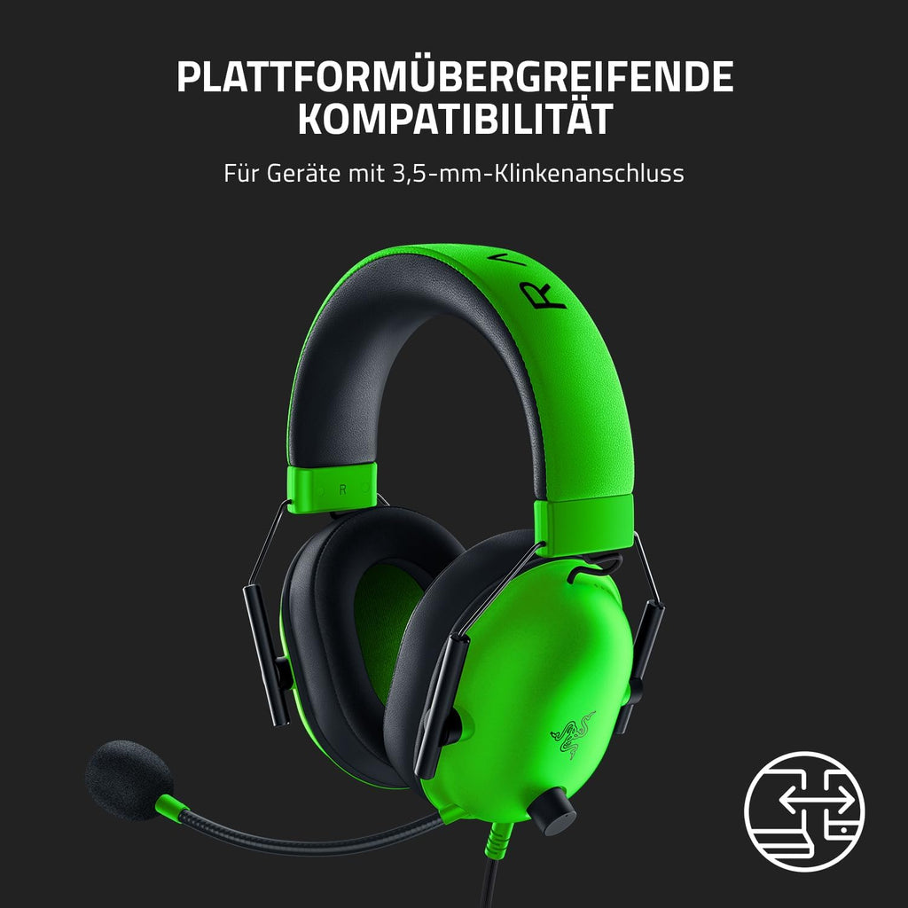 Razer BlackShark V2 X - Multi-Plattform kabelgebundenes Esports-Headset (Triforce 50mm Treiber, Erweiterte Passive Geräuschunterdrückung, 7.1 Surround Sound, Hyperclear Cardioid Mic) Grün