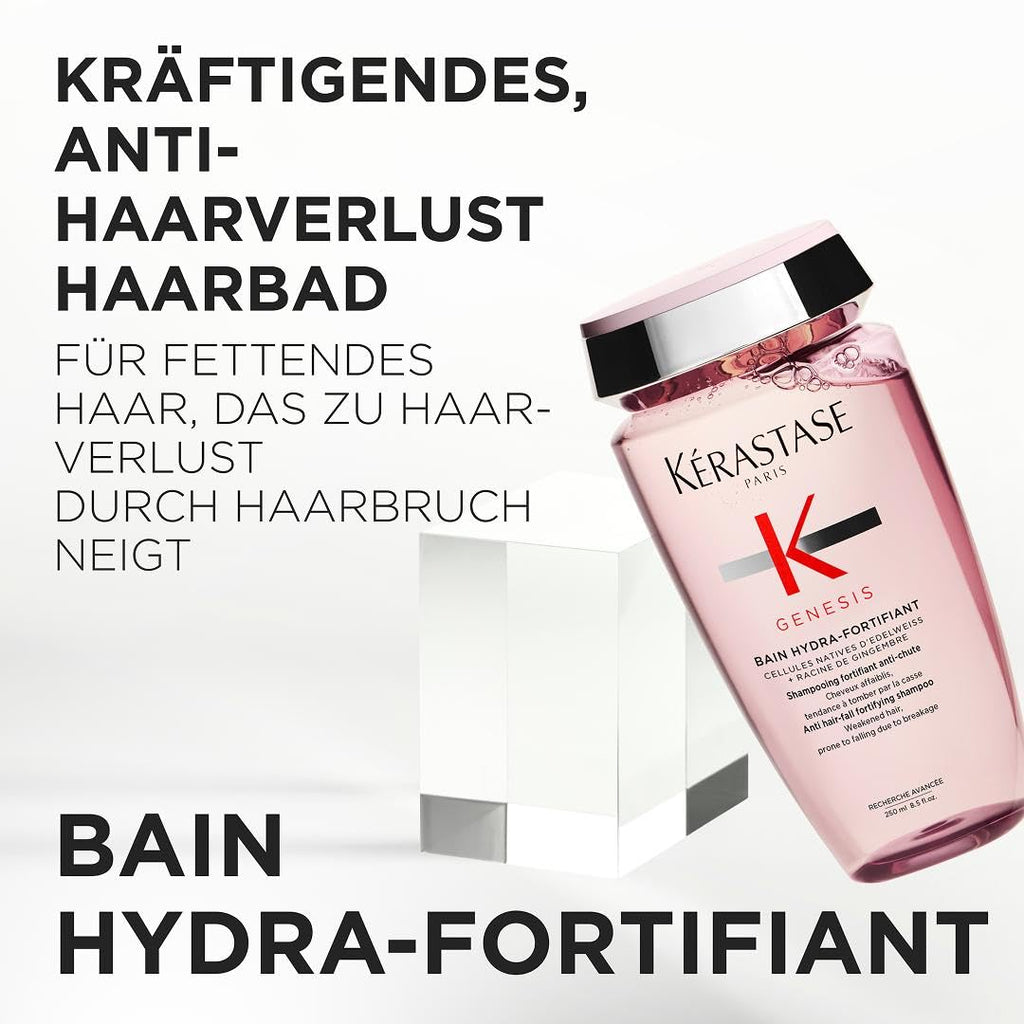Kérastase Shampoo für feines Haar, Nährendes und kräftigendes Haarbad gegen Haarverlust, Bain Hydra-Fortifiant, Genesis, 500 ml