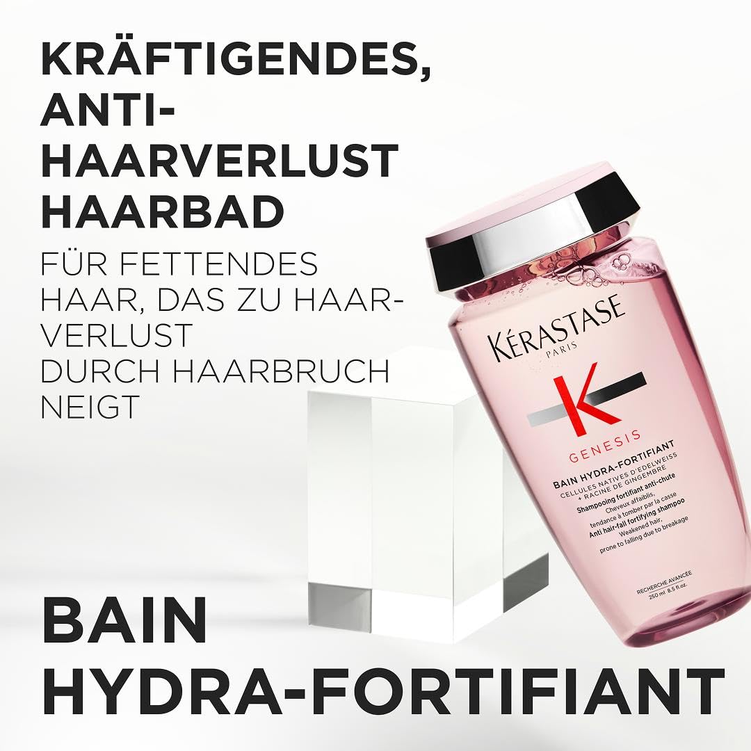 Kérastase Shampoo für feines Haar, Nährendes und kräftigendes Haarbad gegen Haarverlust, Bain Hydra-Fortifiant, Genesis, 500 ml
