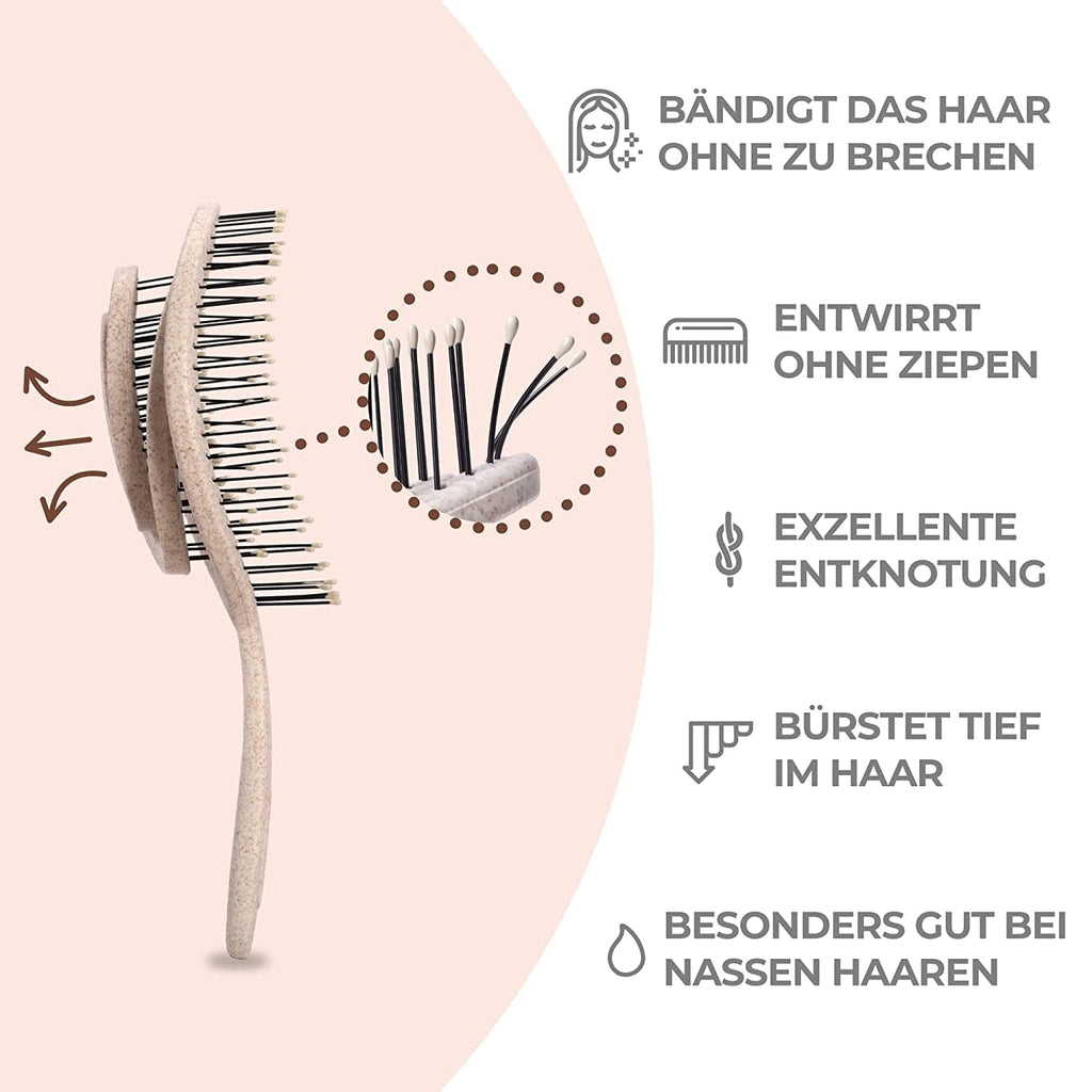Ninabella Haarbürste ohne Ziepen - Detangler Bürste, Entwirrbürste & Lockenbürste für feines und langes Haar - Haarbürste Damen Herren Kinder - für nasse und trockene Haare - Limettengrün