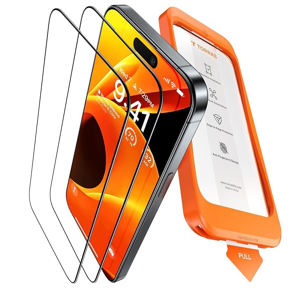 TORRAS für iPhone 18 Pro für Panzerglas TOP 9H+, Auto-Montage, 2 Stück