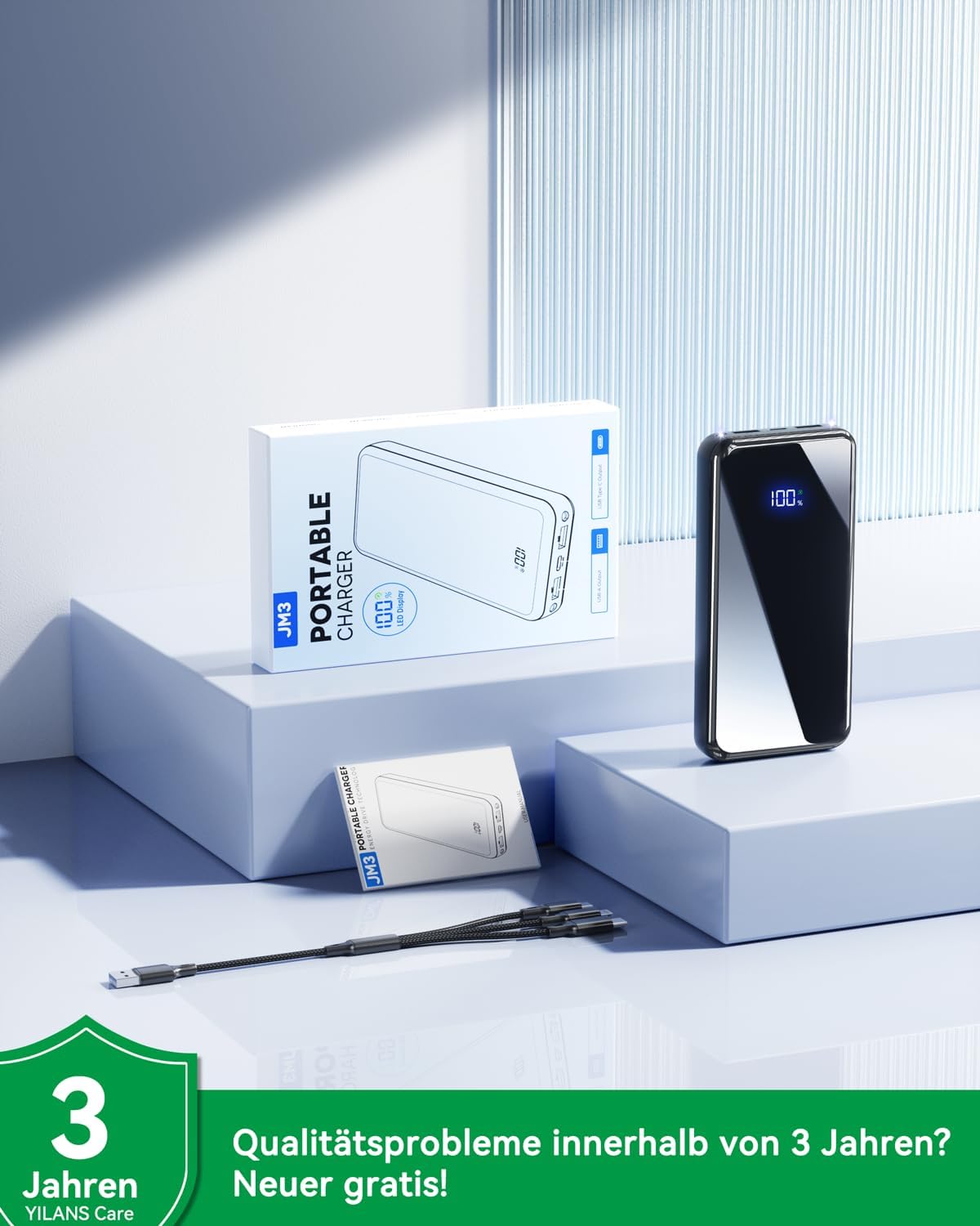 Power Bank, 26800mAh Schnellladen USB-C, 30% Größere Kapazität, Schwarz