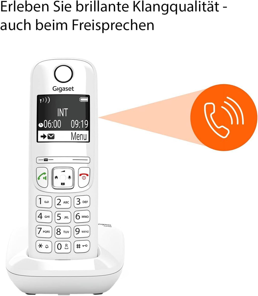 Gigaset AS690 - Schnurloses DECT-Telefon - großes, kontrastreiches Display - Brillante Audioqualität - einstellbare Klangprofile - Freisprechfunktion - Anrufschutz, schwarz [Deutsche Version]