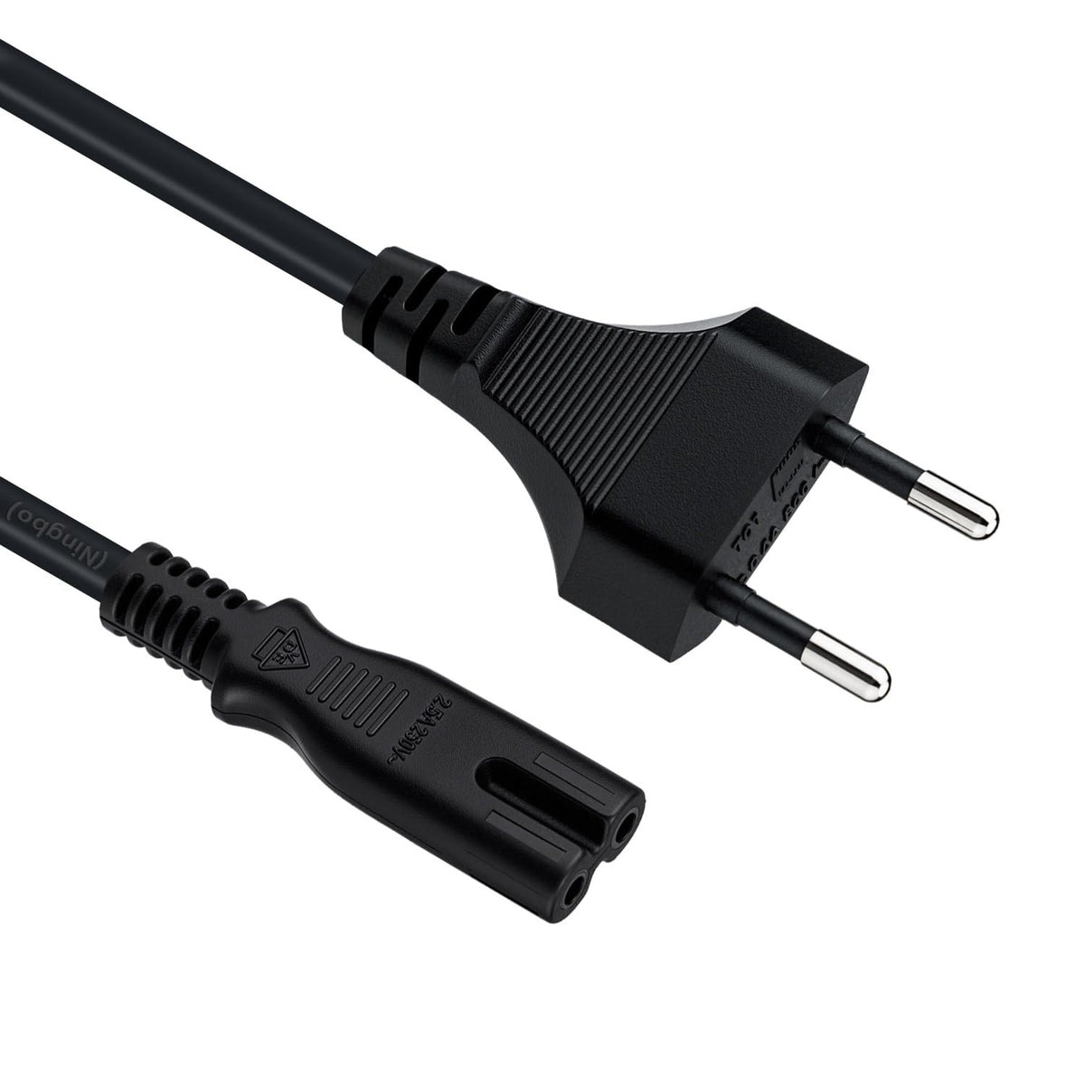 Mcbazel 1,5m Stromkabel C7 Eurostecker (Achterstecker), 2-poliges Netzkabel für PS5,PS4,PS3,PS2,PS1,Xbox, Smart-TV, Drucker, Radio & Monitor, Ersatz Kleingerätekabel, Schwarz