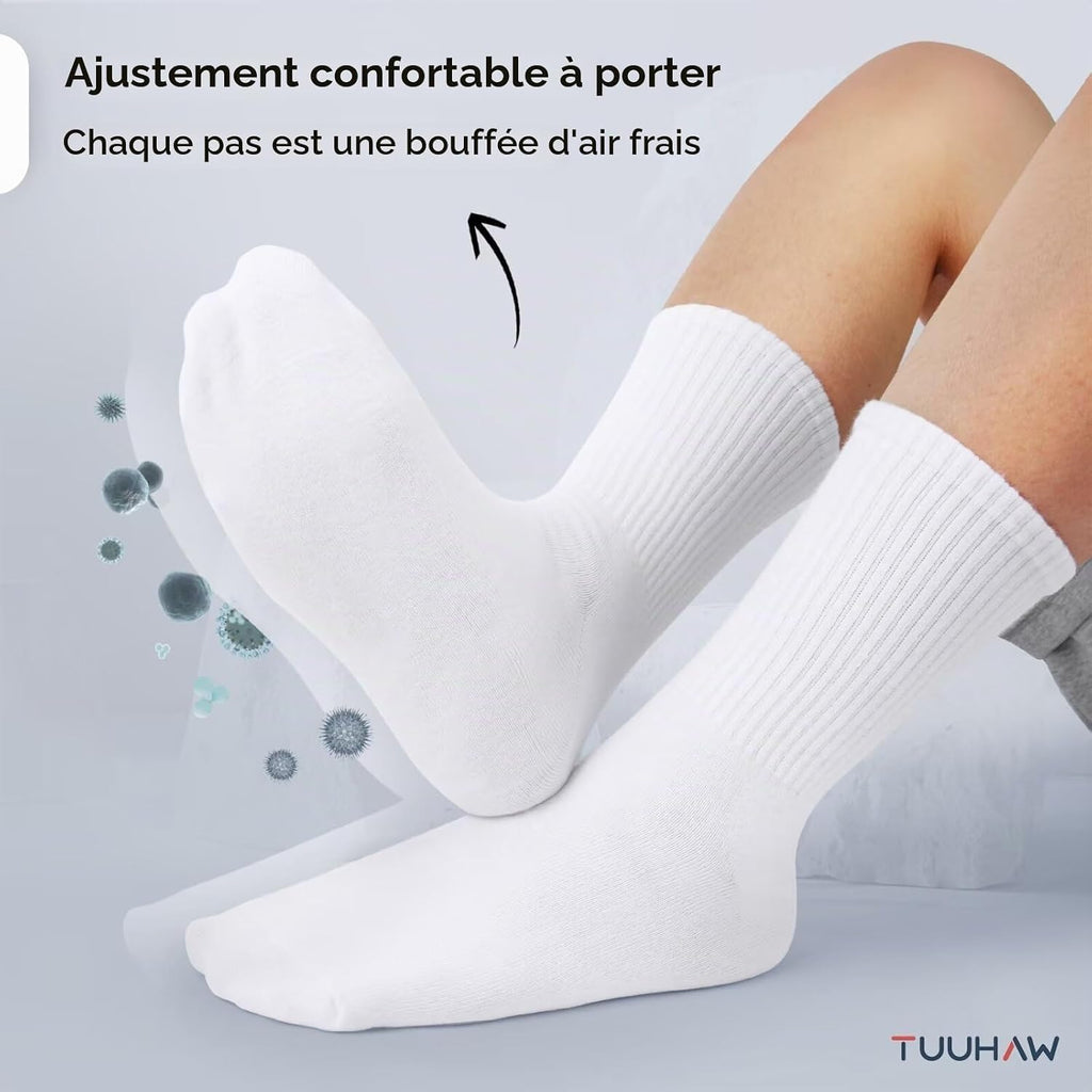 Chaussettes Homme Femme Coton Sport Tennis Course Golf (Lot de 6/12)