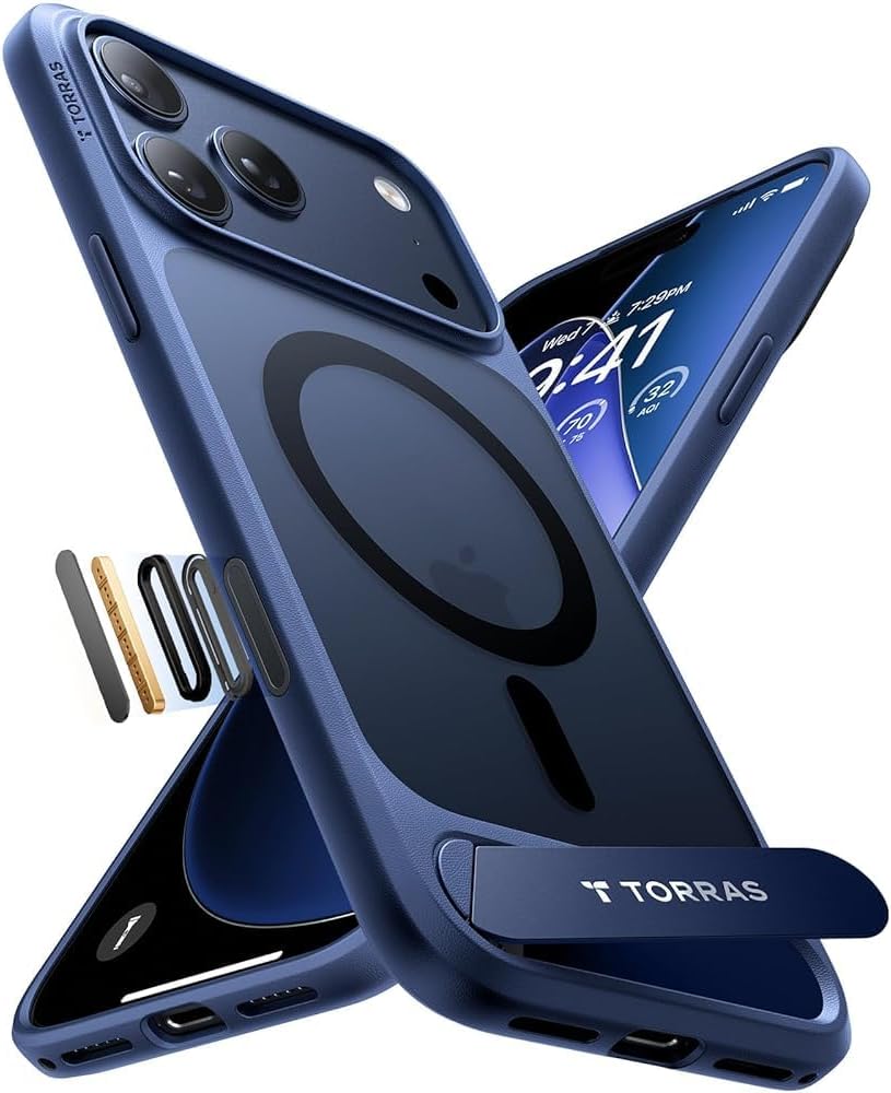 TORRAS Ostand L1 Hülle für iPhone 16 Pro für MagSafe Case, Schwarz