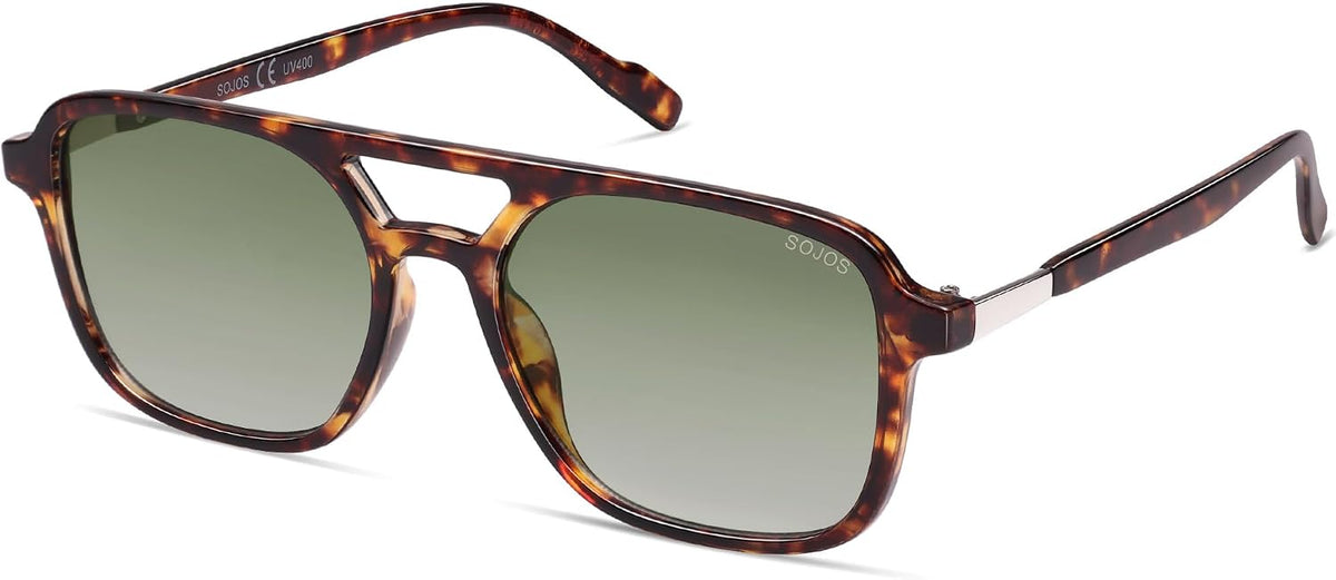 SOJOS Retro Aviator Sunglasses Womens Mens,Trendy Rectangle Shades SJ2202