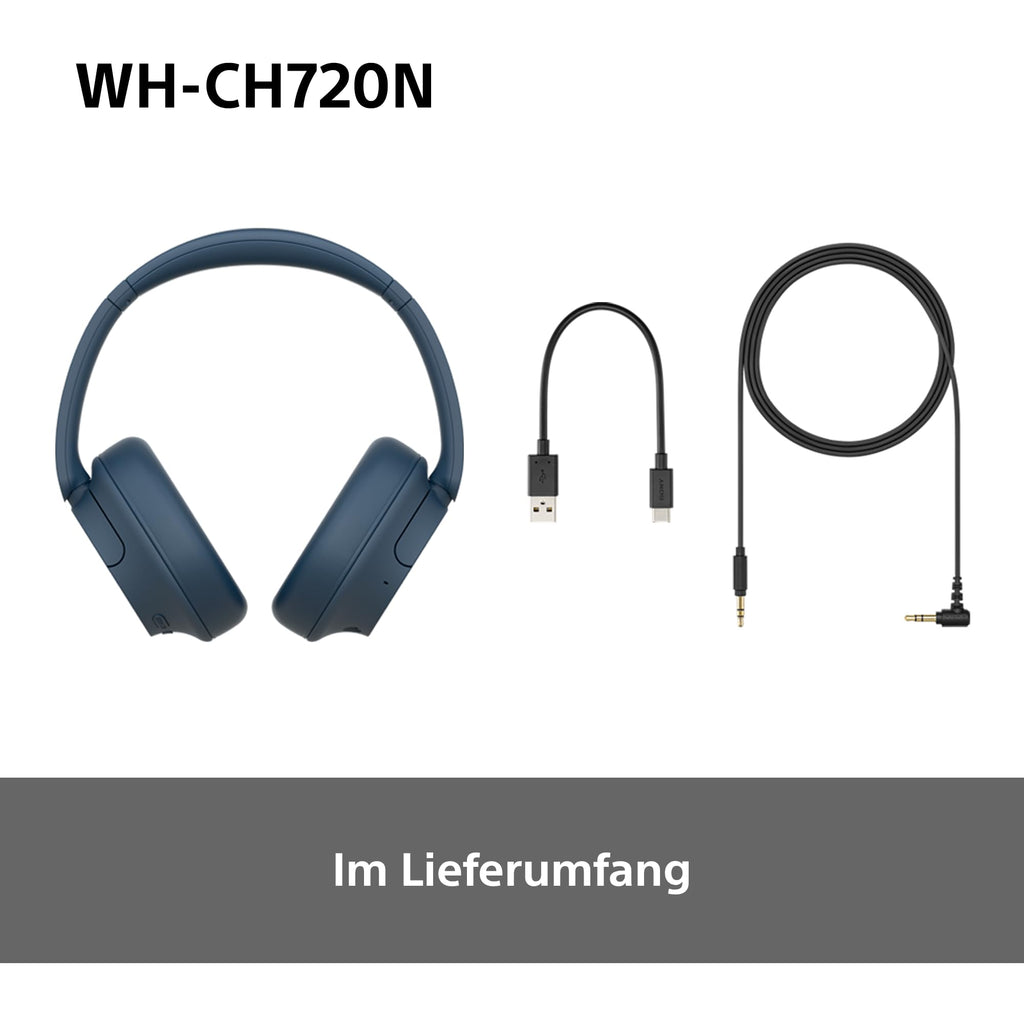 Sony WH-CH720N Kabelloser Bluetooth-Kopfhörer mit Noise Cancelling - bis zu 35 Stunden Akkulaufzeit und Schnellladefunktion - Schwarz