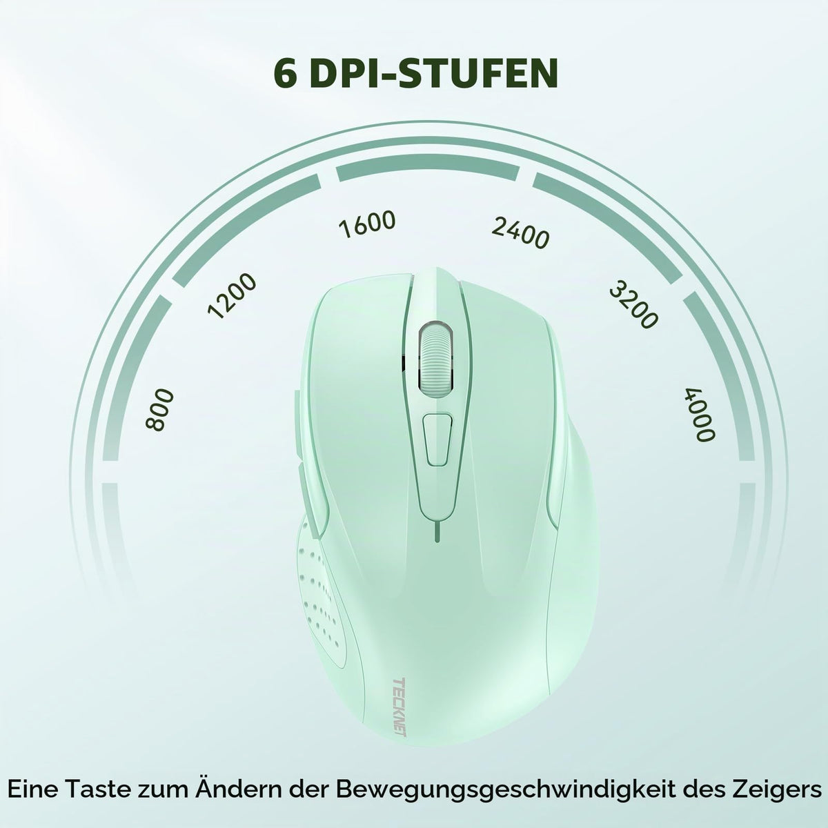 TECKNET Kabellose Maus, 2.4G Optische Funkmaus mit USB Empfänger, Grau