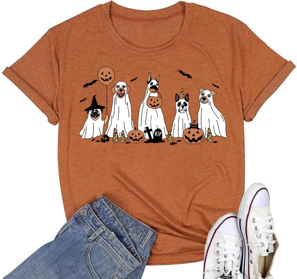 Halloween-Kürbis-Shirts für Damen, Herbst-T-Shirts, niedliche grafische Herbst-Shirts, Thanksgiving-Oberteile