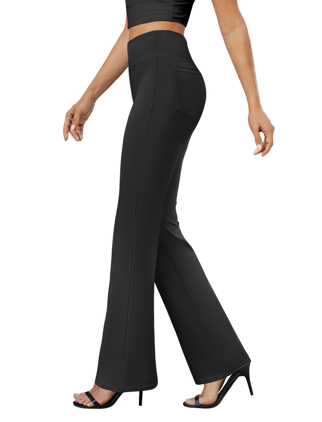 DLOODA Damen Bootcut-Hosen Business-Casual Arbeitshose mit Taschen
