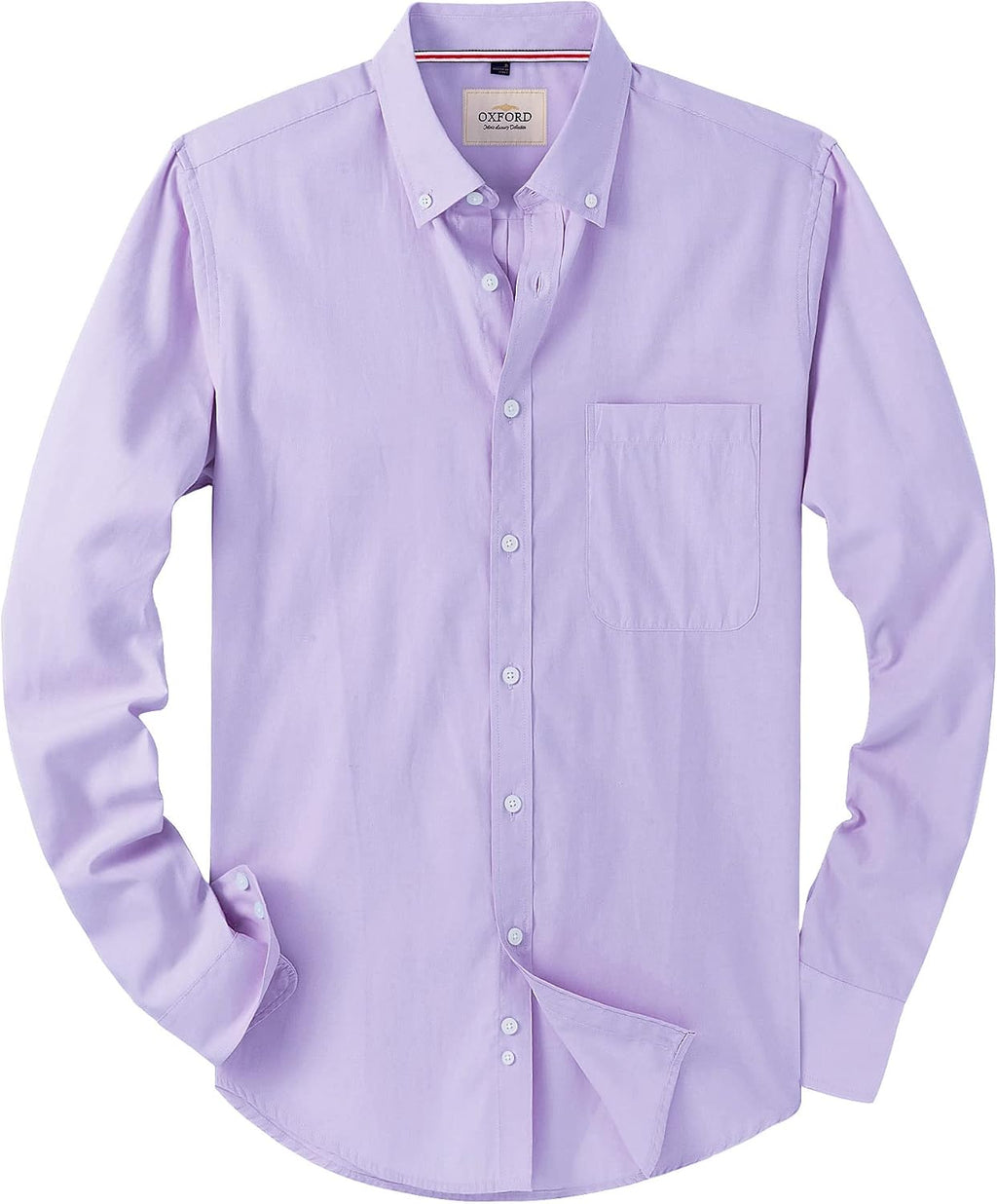 Alimens & Gentle Mens Solid Oxford Shirt Long Sleeve Dress Shirt Work Casual Button Down Shirts with Pocket