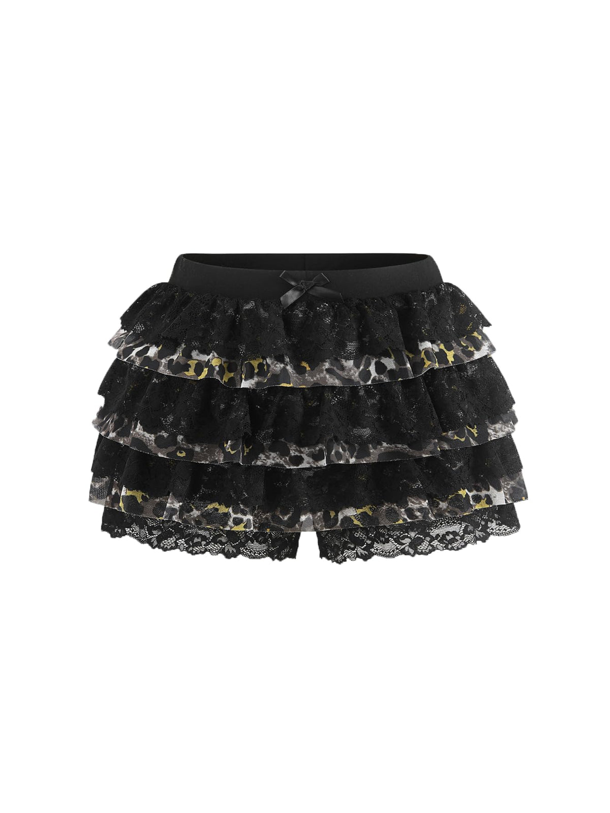 Women Y2K Lace Multi-Layered Bloomers Lolita Ruffle Shorts Cute Mini Skirt