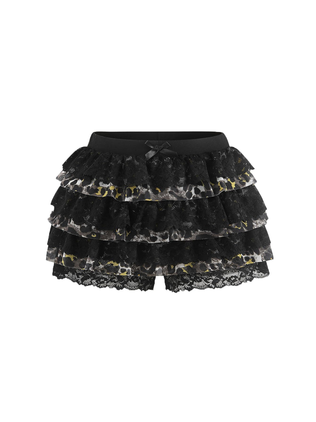Women Y2K Lace Multi-Layered Bloomers Lolita Ruffle Shorts Cute Mini Skirt