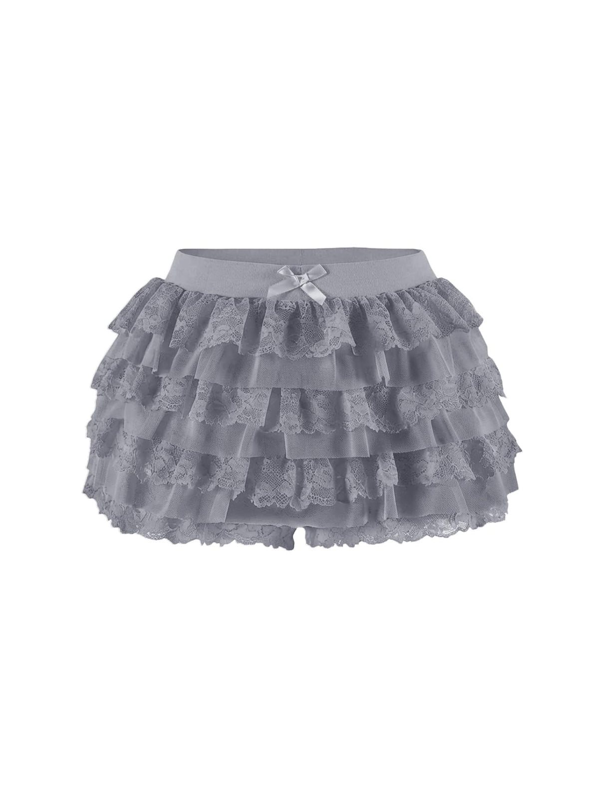 Women Y2K Lace Multi-Layered Bloomers Lolita Ruffle Shorts Cute Mini Skirt