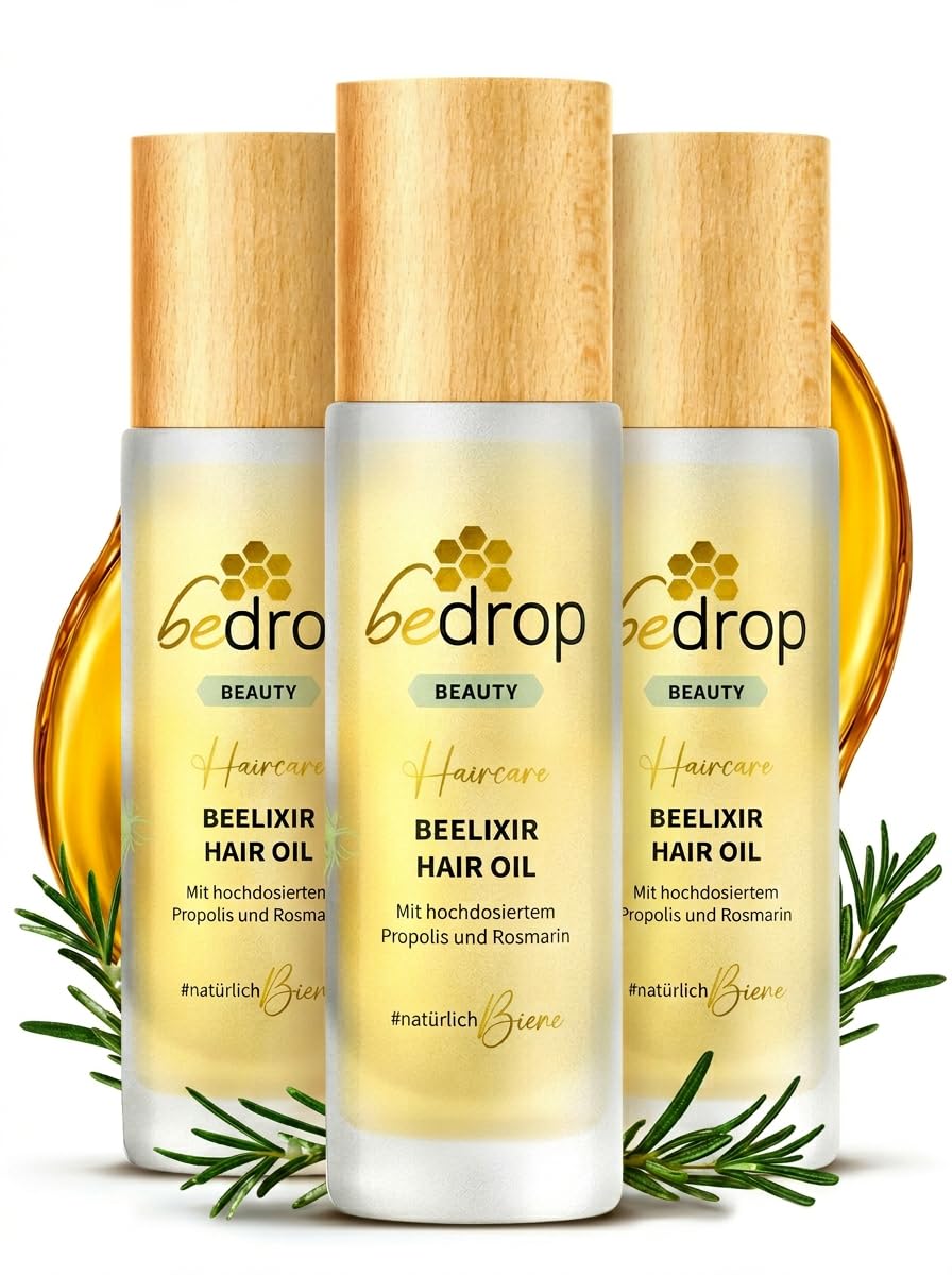 bedrop Beelixir Haaröl bei Haarausfall - Für Haarwachstum & als stärkende Pflege für Haare und Kopfhaut | mit Manuka Honig, Propolis, Rosmarin Extrakt - 30ml (3er Pack)