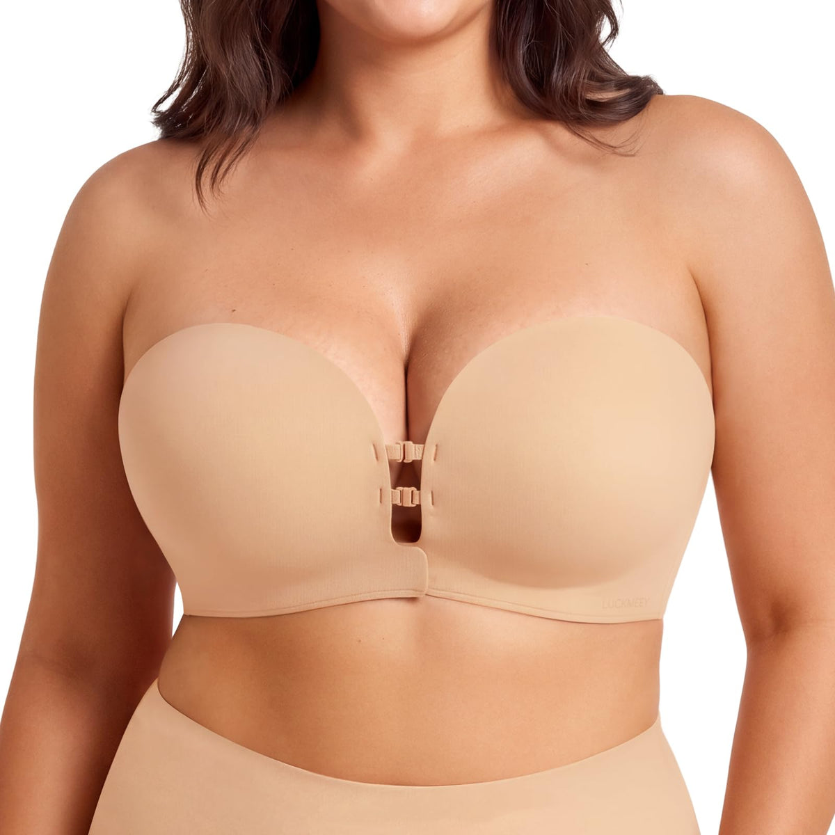 LUCKMEEY Women's Strapless Front Closure Push Up Bra