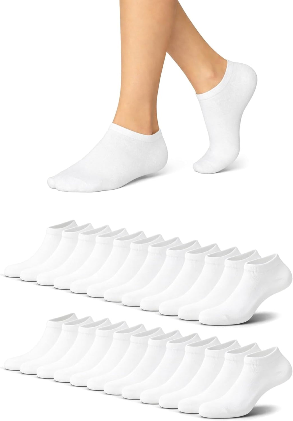 Basic Treasure Lot de 12 Paires Socquettes Sport Unisexes, Noir/Blanc/Gris
