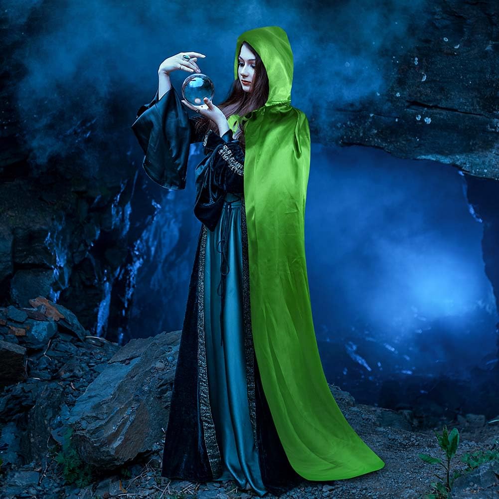 Aomig Cape à Capuchon, Déguisement Adulte Unisexe Costume, Cape Sorcier, Halloween Cosplay Costume Cape Longue Cape, Déguisement pour Halloween, Bal Masqué