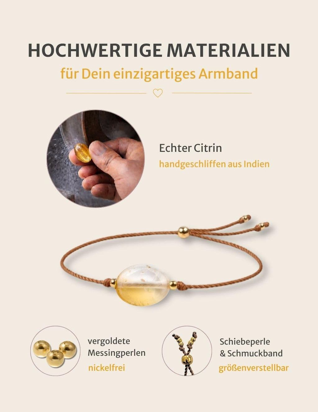 happymaker Edelstein Armband Damen als Kraftgeber, handmade in Deutschland