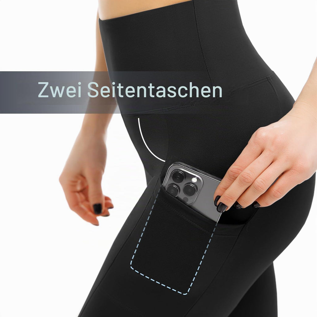 Leafigure 2er Pack High Waist Leggings Damen mit Taschen