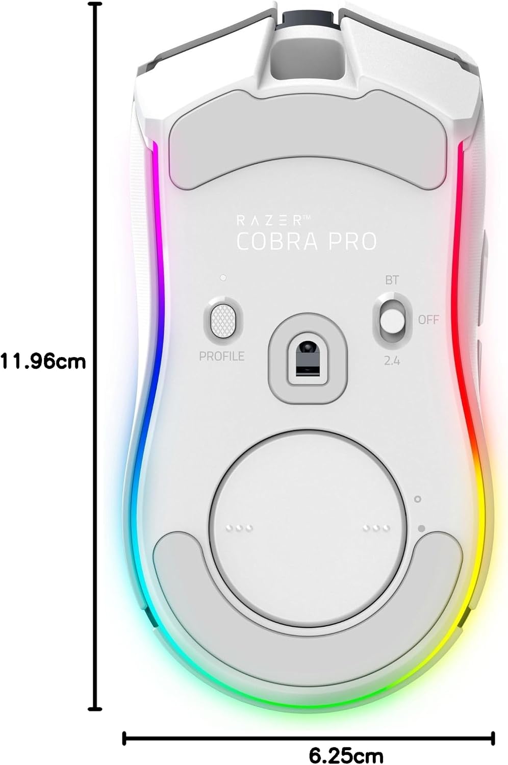 Razer Cobra Pro - kabellose Gaming-Maus mit RGB - Optischer Focus Pro Sensor mit 30K DPI (10 Anpassbare Tasten, HyperSpeed Wireless Polling 8K Hz, Bluetooth, Chroma-Beleuchtung mit 11 Zonen) Weiß