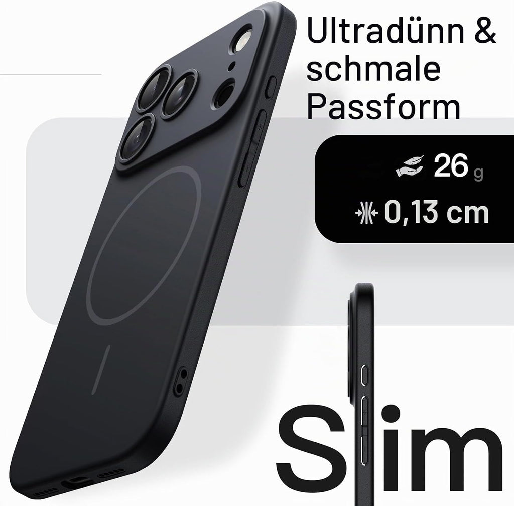 JETech Magnetische Dünne Hülle für iPhone 18 Pro, Schwarz
