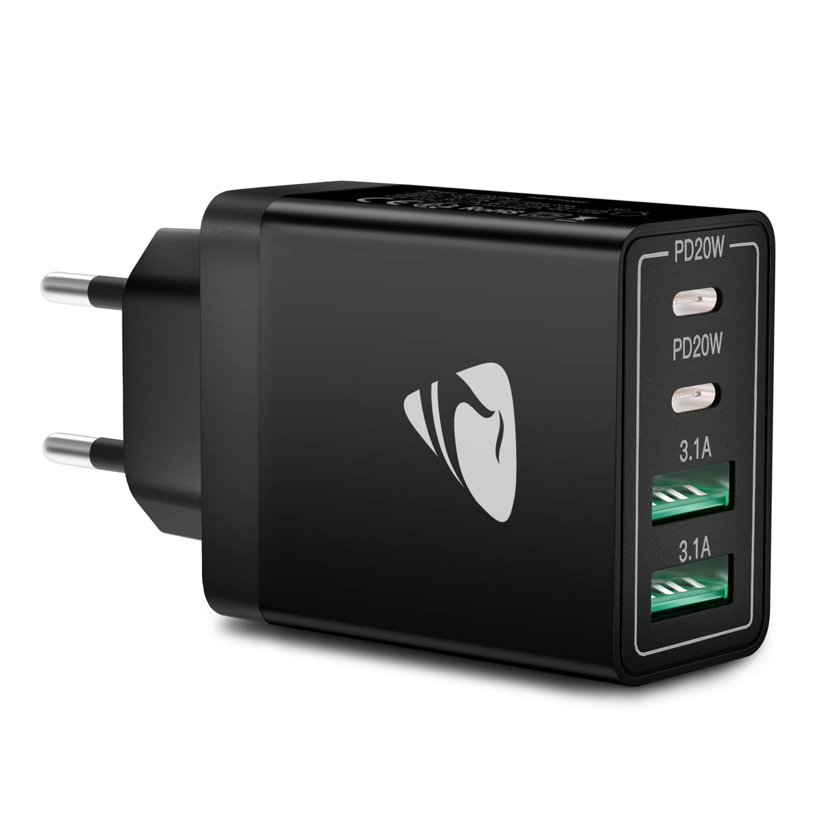 USB C Ladegerät, 40W 4-Port USB ladegerät Mehrfach Schnellladegerät PD 3.0
